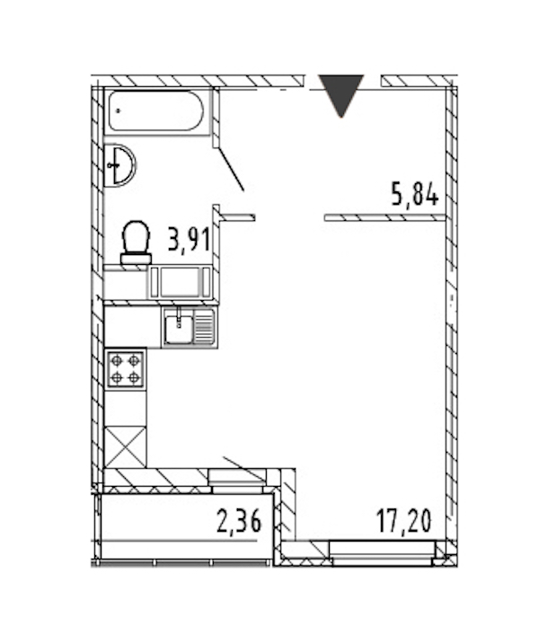 Квартира студия 26.95 м², 10/17 эт., ЖК «Новые горизонты 2»